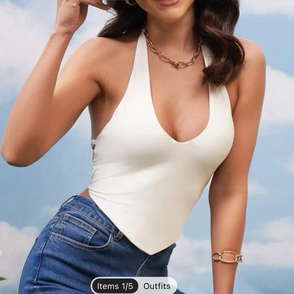 SHEIN Lace Up Backless Halter Top
